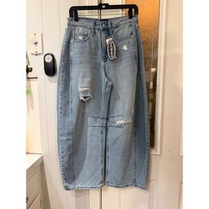Scoop Baggy Barrel Distressed Light Wash High Rise Jeans Size 4 34825453-682
